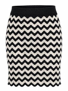 Ava & Viv Plus Size 1X Chevron Knit Skirt Black Cream Textured Stretch